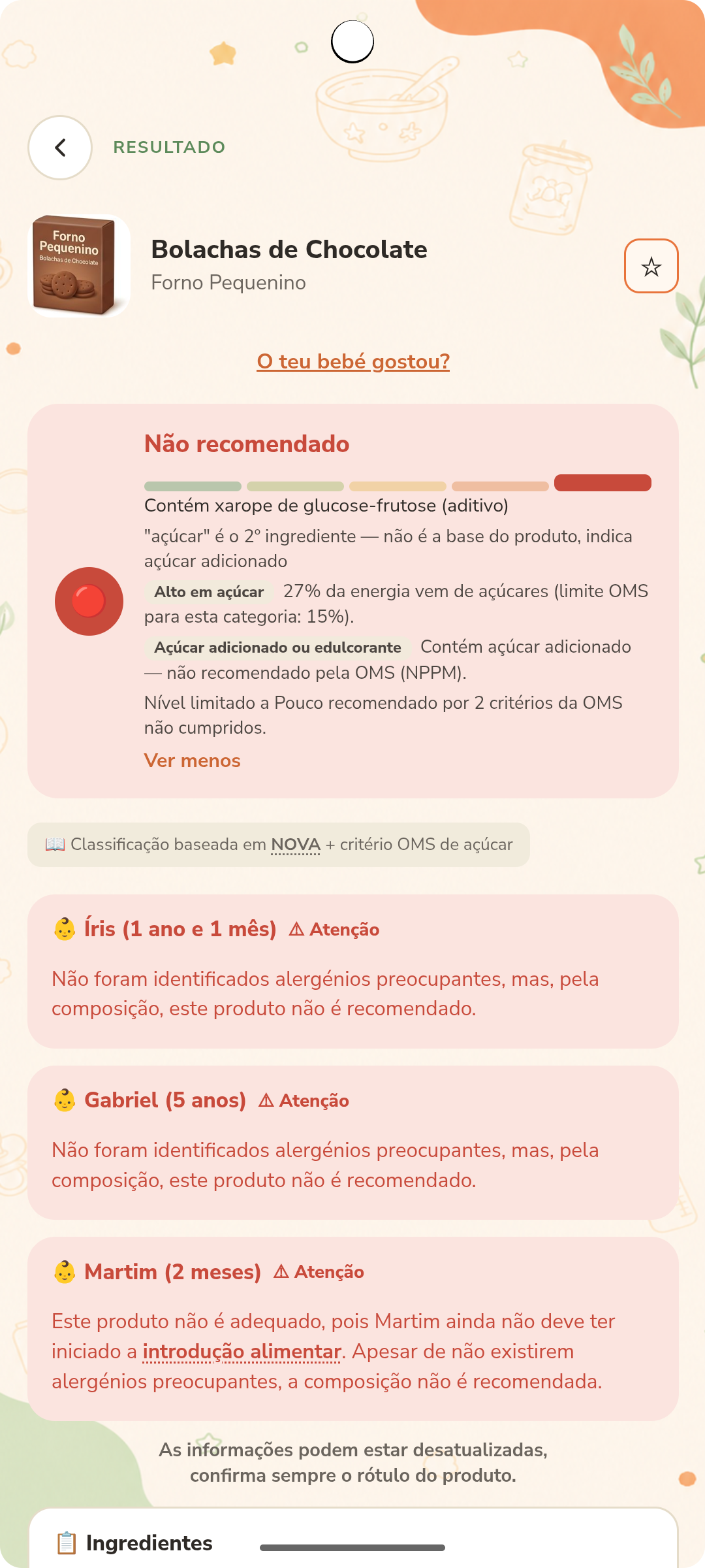Resultado com explicação da classificação